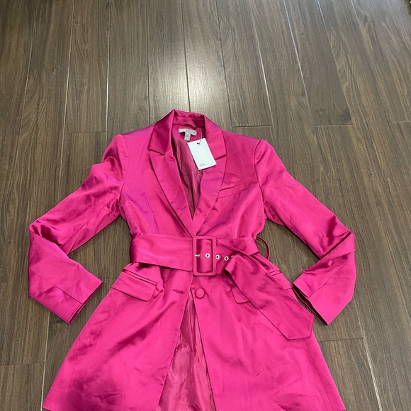 ASOS pink belted long blazer - Picture 3 of 8